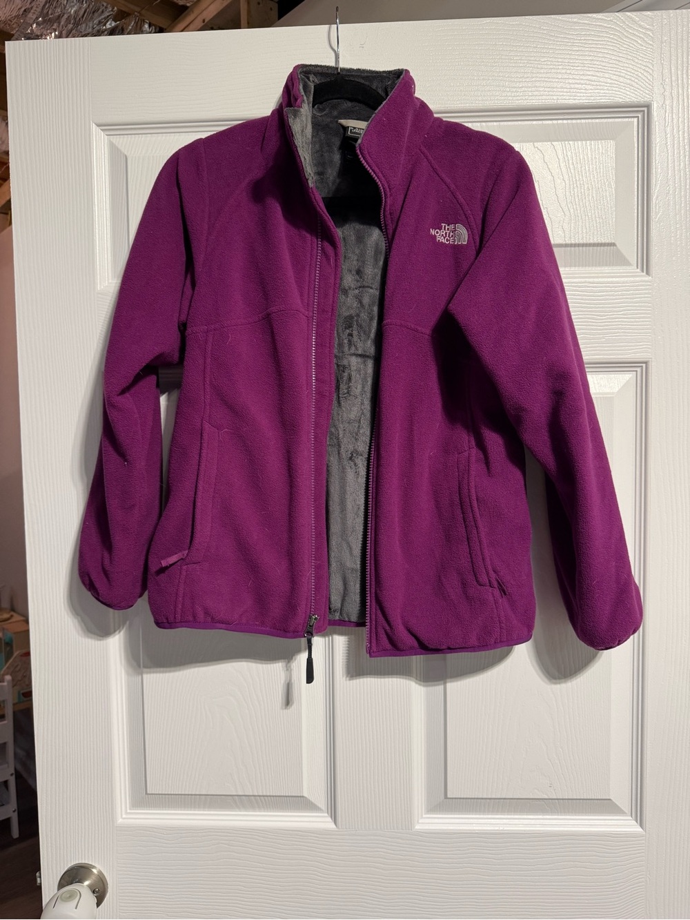 The North Face Plum Fleece Jacket with Gray Lining